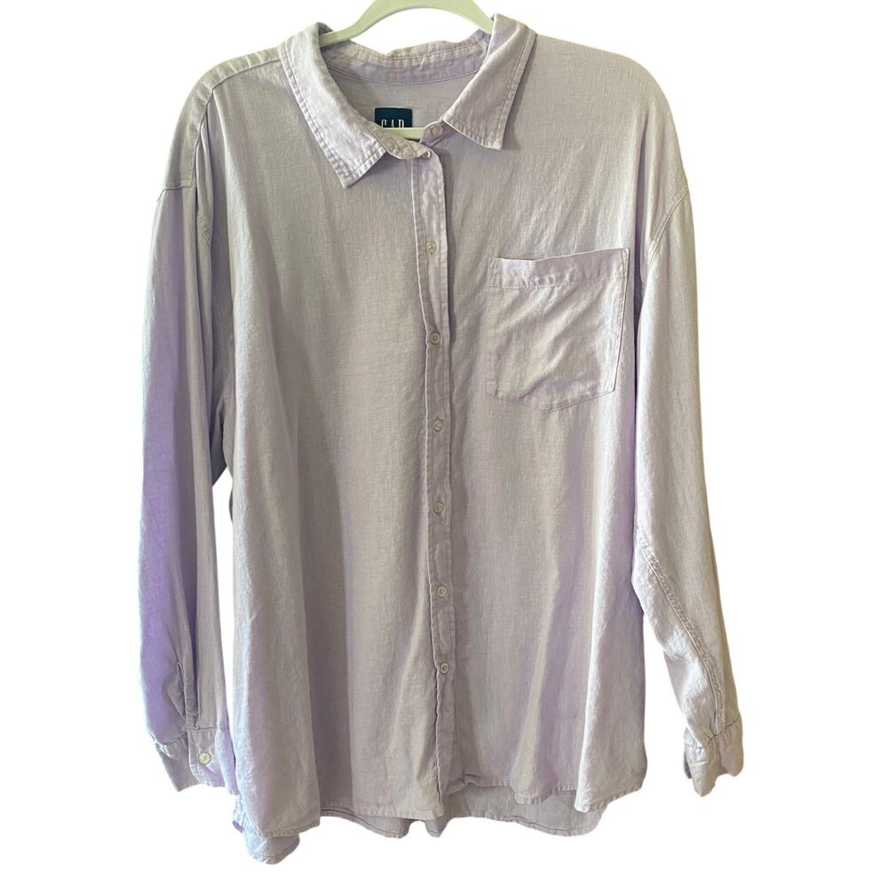 Gap Linen Blouse Button Up Lilac Purple Womens Size XXL 2XL